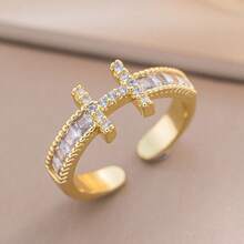 Anillo abierto ajustable en forma de H minimalista y versátil, accesorio de mano simple, anillos de pareja estilo japonés - Anillo H - Ver 1