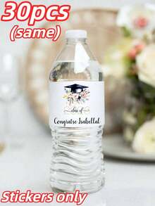 1/10/20/30pcs Premium Custom Class Of 2026 Graduation Water Bottle Labels, Thick Durable High-Grade Waterproof Vinyl Personalized Name Grad Cap & Floral Design Stickers, Fade-Resistant Easy Peel & Stick Party Decor, Perfect For Graduation Party, Commencement, Open House, Birthday & Holiday Celebration Supplies (Bottle NOT Included) - Multicolor - View 12