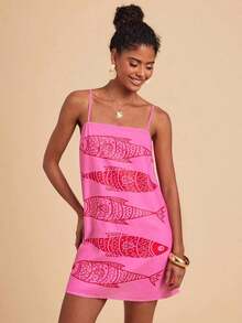 Spring/Summer Vacation Sleeveless Printed Chiffon Mini Dress For Women Vacation Dress,Boho Clothes Women,New Year, Beach Wedding Guest Outfits, Elegant Graduation,Casual Outfits - 多色 5 - 查看 4