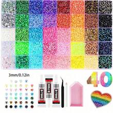 SGIAWETA-40 Colors Resin Rhinestones, Making Dazzling 3mm/4mm/5mm Flat Back Gems, With Tweezers, Suitable Clothing, Shoes, Dazzling Kits, Art Supplies, Shiny Decorations, Crafts, Cups, Painting Decor And More-Birthdaygift - Monochrome 2mm-1000pc - View 5