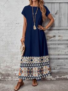 Women Midi Dresses - Navy Blue - View 3