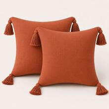 Set Of 2 Luxury Cotton Cushion Covers 45x45 - Quick And Cozy Decoration - Burnt Orange - View 3