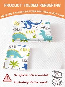 Bộ ga trải giường trẻ em 2/3 món họa tiết khủng long xanh dương và xanh lá cây (Bộ sưu tập Xuân/Hè) Bộ vỏ chăn in hai mặt, phù hợp cho trẻ em, thanh thiếu niên, bé trai và bé gái, sử dụng được quanh năm, có khóa kéo (không kèm ruột chăn). Kích thước vỏ gối 50x75cm, 100% polyester. - Nhiều màu - Xem 4