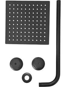 Kit Regadera Negra 20cm Tubo Redondo Y Manerales - Negro - Ver 5