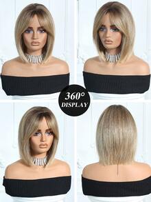 10-Inch Layered Middle-Parted Bobo Wig, Suitable For Summer Daily Wear, Parties, Cosplay, Music Festivals, Holidays, A Practical Gift For Girls - Gold - View 8