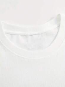 1 Women's Pure Cotton T-Shirt With Letter And Anime Print, Simple Design, Comfortable And Breathable, Suitable For Daily Casual Wear, Showing A Natural And Elegant Style, Must-Have For Summer Parties, Local Shipping, 180g 100% Cotton. - 白色 - 查看 3