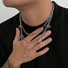 3pcs/Set Street Hip-Hop Style Pentagram Pendant Necklace, Multi-Layer Chain Star Pendant Necklace For Women - CL-3457 - View 4