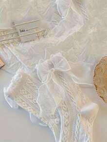 6 Pairs Lace Decorated Socks, Cute & Soft Women's Mid-Calf Socks, Valentine's Day Gift - Multicolor - View 5