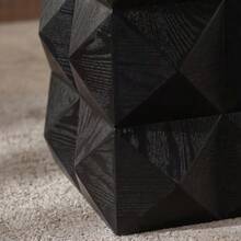 60 Cm High Retro-Style Wooden Side Table With A Three-Dimensional Embossed Pattern; No Assembly Required. - Black - View 11