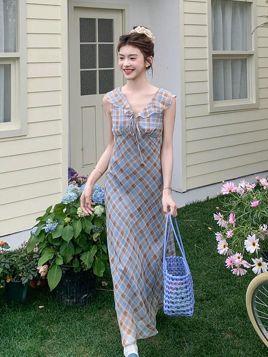 Women Long Dresses - Navy Blue - View 1