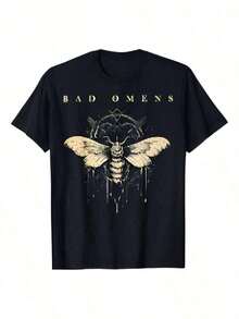 1 Piece Black T-Shirt Inspired By The Band, Graphic, Fun, Comfortable And Versatile, With Letter Print, 100% Cotton, Unisex Style, 180g, Designs Are Printed. Unisex. 180g 100% Cotton - 黑色 - 查看 7