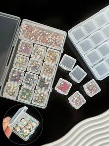 14PCS/17PCS/29PCS Large Capacity Detachable Storage Box, Portable Makeup Organizer Box For Nail Accessories, Rhinestones, Jewelry Parts And Decorations - Clear - View 3