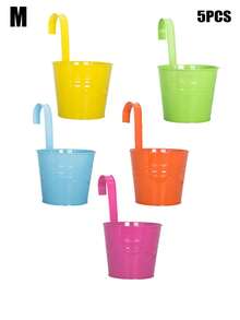 [Flower Pot: Rainbow Color]Garden Decoration, Outdoor And Garden Supplies, Colorful Metal Hanging Flower Pot With Built-In Hook, Suitable For Gardening Enthusiasts Decorative Flower Pot, Vintage Balcony Plant Bucket Suitable For Balcony, Fence, Yard, Home Gardening Decoration, Garden Decoration, Best Gift For Family And Friends - New Model - View 31