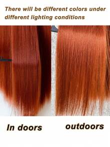 24 Inch Straight Clip-In Hair Extensions, Orange-Red Color, Women's Synthetic Hair Clip-In Hairpieces, Suitable For Women - Burnt Orange - View 4