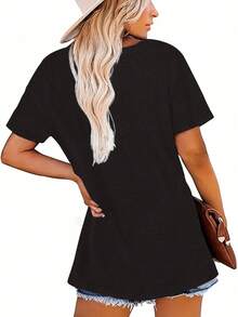 Camiseta de mujer para primavera y verano - Negro - Ver 2