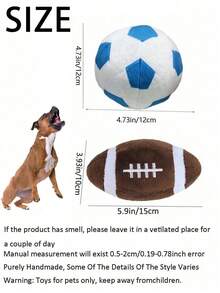 Juego de juguetes con chillido para perros - Balón de fútbol y rugby de peluche duradero, juguetes de rompecabezas interactivos para Schnauzer - Multicolor - Ver 6