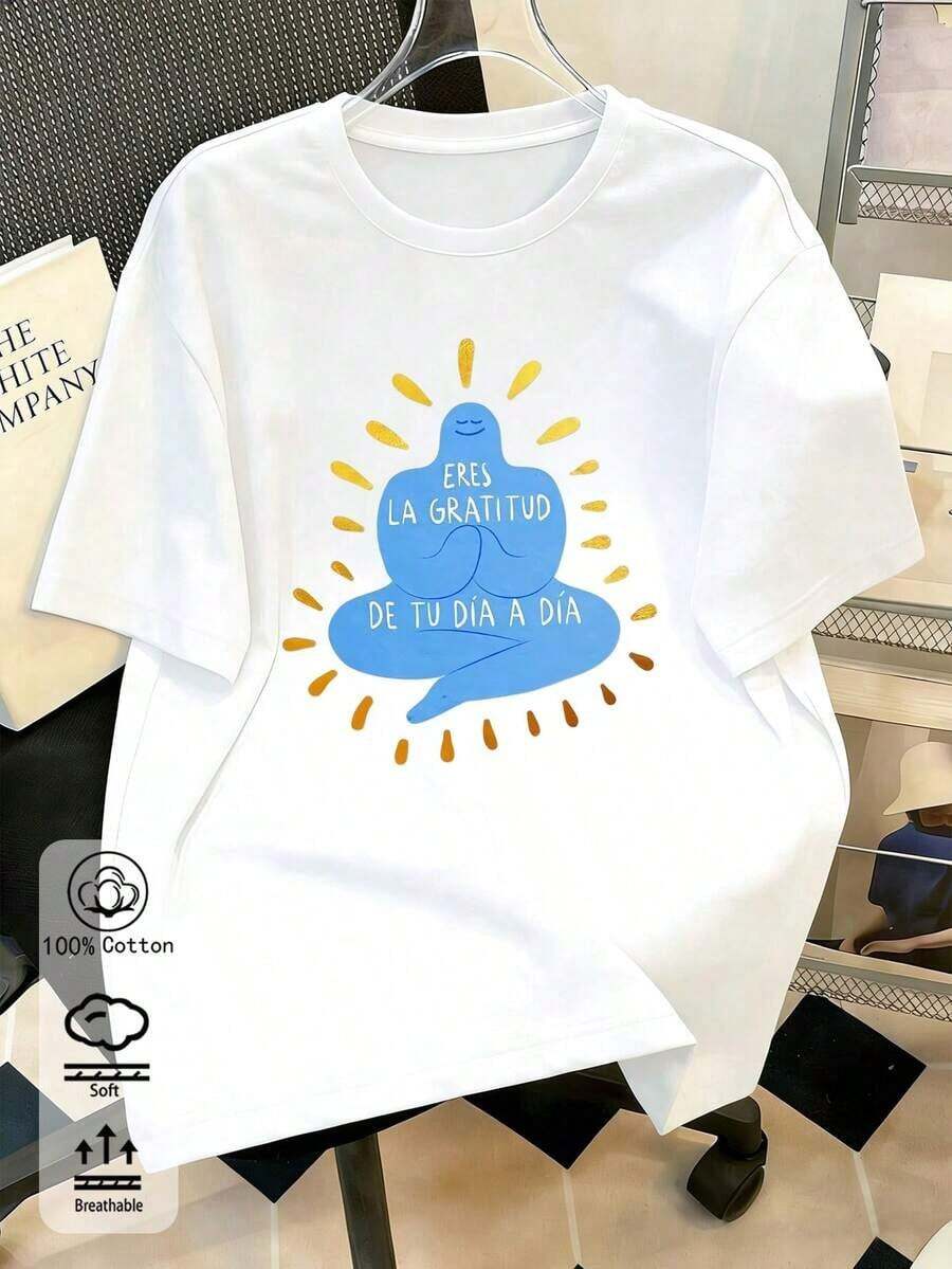NewSummerCasual Women's 100% Cotton T-Shirt With An Eye-Catching Design, Ideal For Spring/Summer And For A Sporty/Casual Style Year-Round. Stylish, Soft, And Breathable, White With Short Sleeves, Available In Plus Sizes. - Vintage Street Style Unisex Loose Cotton Short Sleeve Crew Neck T-Shirt - 白色 13 - 查看 1