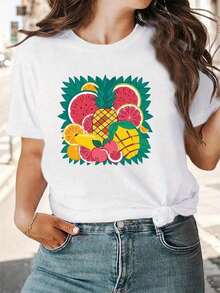 Women's T-Shirt With A Unique Print That Stands Out From The Crowd. Made From Comfortable And Breathable Cotton Fabric, It's The Perfect Choice For Everyday Wear At Home, Casual Vacations, And Parties. Flash . Wardrobe Essentials. Very Good Quality. QJX5. Suitable As A Gift. Women's T-Shirt. Blouses > Elegant. Boho Chic. Soft, Breathable, And Comfortable Women's Top, Ideal For Spring, Summer, And Fall, Perfect For Vacations, Travel, And Everyday Wear. - 白色的 - 查看 7