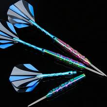 HUANQU 3pcs Colorful Blue Stainless Steel Hard Tip Darts Set, Includes Spare Flights, Shafts, Sharpening Stone And Portable Storage Box, Competition Practice Home Party Game Equipment, Suitable For Beginners And Pros, Father's Day Holiday Gift Choice - Multicolor - View 11