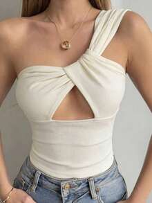 Camiseta sin mangas ajustada con tiras cruzadas huecas, estilo sexy y casual para mujer, Y2K - Albaricoque 2 - Ver 9