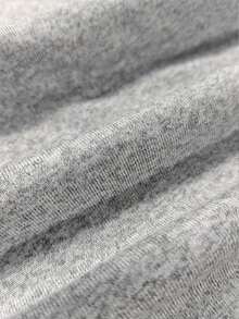 Camiseta de manga corta casual con cuello redondo, decorada con perlas falsas y rhinestones - Gris - Ver 4