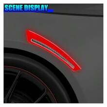 10PCS Carbon Fiber Rearview Mirror Reflective Stickers For Cars Night Visibility Safety Decals, Anti-Scratch Wheel Eyebrow Fender Protection, Black Sport Style - Red - View 4