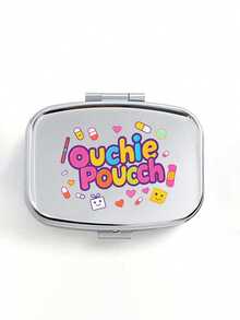 Square Pill Box, Printed With Capsule, Tablet, Letter And Bottle Patterns; Portable Medication Storage Compartment; Mini Metal Storage Box; Portable Jewelry And Pill Box; Travel Pill Box; Large Capacity Compartment; Weekly Medication Organizer; Suitable For Daily Medication And Vitamins; Essential For Doctors And Nurses; Emergency Needs; Travel; Hiking Emergency Rescue; Personalized Creative Gift With Cartoon Logo - A - View 13
