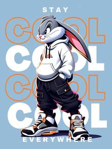 1pc Teen Boys Sleeveless Round Neck Tank Top, Printed With Rabbit "Judy" Pattern, Summer New Comfortable Casual Top - Baby Blue - View 3
