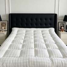 Oaskys Cute Soft Mattress Topper - Comfort Breathable Fiber Filling Folding Roll Up Mattress Sleeping Pad, 6-8cm Warm Thickness Quilted Mattress Topper For Sleeping - 米色兔毛 - 查看 2