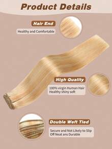 Yilite 22 Inch Sew In Hand Tied Weft Hair Extensions Weft Extensions Human Hair Remy Human Hair Brown Color Invisible Weave For Women - S27/613 - View 3