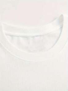 1 Women's Pure Cotton T-Shirt With Letter And Anime Print, Simple Design, Comfortable And Breathable, Suitable For Daily Casual Wear, Showing A Natural And Elegant Style, Must-Have For Summer Parties, Local Shipping, 180g 100% Cotton. - 白色 - 查看 3