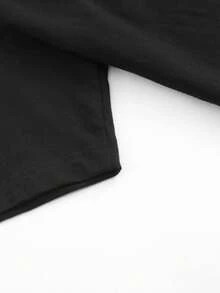1 Women's Pure Cotton T-Shirt With Letter And Anime Print, Simple Design, Comfortable And Breathable, Suitable For Daily Casual Wear, Showing A Natural And Elegant Style, Must-Have For Summer Parties, Local Shipping, 180g 100% Cotton. - 黑色 - 查看 5