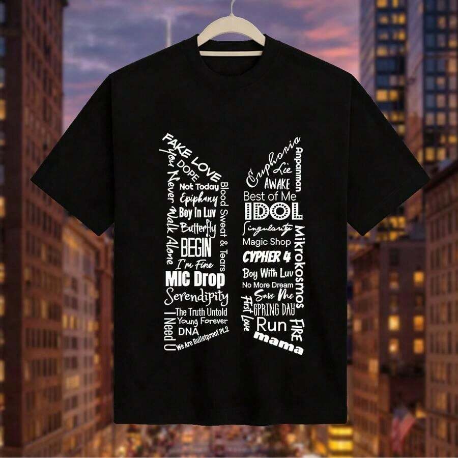 Women's T-Shirt Inspired By Arirang's World Tour - Lightweight And Breathable Knit Women's T-Shirt With A Visual Print Of The Korean Idol Group - Excellent Gift Choice For True ARMY Fans - Casual Everyday Wear - 黑色 - 查看 1