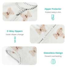 1.5 Tog Flannel Baby Sleeping Sack Warm Toddler Sleeping Bag For All Season - Bear - View 2