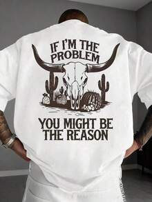 Camiseta de Manga Corta para Hombre Zrgoth, Casual, Versátil, con Estampado de Cabeza de Oveja y Animales del Campo, Estilo Simple con Lema en Inglés - Albaricoque - Ver 8