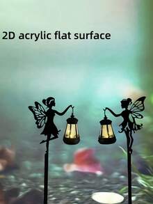 1个/2个 2D亚克力春季仙子花园庭院插杆扁平雕塑盆栽植物户外装饰 - 均碼 - 查看 5