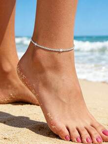1件裝時尚閃亮多功能人造水鑽女款腳鍊套組，適合海灘度假、節日禮物 - 彩色 - 查看 10