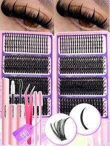 Eimny 800pcs/740pcs/416pcs Cluster Eyelashes Book Set, D-Curl 10-16mm Mixed, Cluster Eyelashes Super Large Capacity Single Lashes Fine & Natural, DIY Eyelash Extension Kit - Reusable, Lightweight & Easy To Use, Cluster Lashes, Individual Lashes, False Eyelashes - Multicolor - View 7