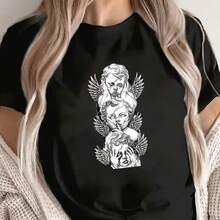 Printed T-Shirt For Men And Women - 黑色 - 查看 1