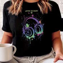 Women's T-Shirt With Sparkling Golden Cherry Design - Black - View 1
