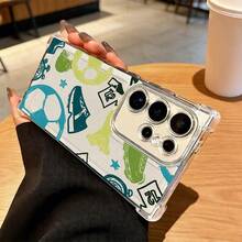 足球 1件透明防震極簡足球圖案手機殼，適用於 Galaxy S25 Plus/Galaxy S25 Ultra/Galaxy Note20/Galaxy A52 5G/Galaxy S23 Ultra/Galaxy S22/ 13C 4G/Galaxy A35/Galaxy,SAM/Honor/Note13pro/S23 Ultra/S24 Ultra/S25/A56 - 無色 - 查看 5