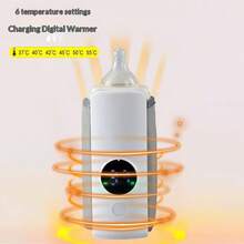 ICEWLESS Wireless Portable Baby Bottle Warmer, 5-Level Temperature Adjustment Display, 2000mAh, Suitable For Bottles With Diameter 7.2cm/2.83in Or Smaller, Suitable For Outdoor/Home Use - LCD Display, Rechargeable Constant Temperature Tool - Multicolor - View 5