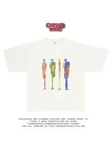 -Men's Casual T-Shirt, Women's Fashion, Unisex, Couples Fit, Summer Quick-Drying 2D Print, Casual Crew Neck Short-Sleeved Ribbed Knit Top, Breathable Jersey Top, Ideal For Running, Fitness, Beach Vacation, Everyday Wear, Versatile, Loose, Premium, Comfortable. - White - View 1
