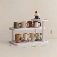 1 pieza Organizador de escritorio de madera vintage, Estante de almacenamiento de cosméticos multicapa vintage, Estante de almacenamiento multifuncional para el hogar, Estante para especias de cocina, Estante para tazas/mugs, Estante de exhibición abierta para lápices labiales, perfumes, tazas de té, botellas de especias, Estante ahorrador de espacio para encimeras - Blanco - Ver 12