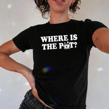 Where's The Pot Baby Tee? Funny St. Patrick's Day Tee, Irish Tee, St. Patrick's Day Drinking Tee, Perfect Gift For Her.  Tees, Tops, Fashionable Tees, Comfy Tee. - Black - View 4
