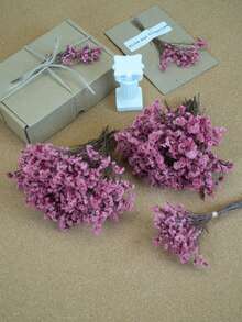 20/50/100/150/300pcs Mini Artificial Baby's Breath & Other Flowers - For Resin Mold Art & Crafts, Ivory White Flower Bouquet For Hair Accessories, Wedding Wreaths, Table Decor, Home Decoration - Pink Crystal Grass - View 6