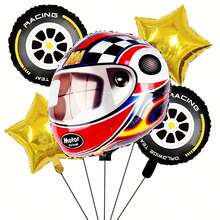 Helmet Gold Tire Star Balloon Decoration, Tire-Shaped Aluminum Foil Balloon Set, Racing Theme Suitable For Birthday Party Gathering Decoration Balloons - Multicolor - View 4