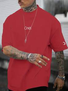 New Men's T-Shirt, Loose Fit, Easy To Match And Fashionable! "Uno." Printed Short-Sleeved T-Shirt, A Top Choice For Summer, Casual Wear, And Travel. - 黑色 - 查看 11