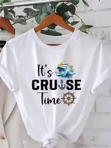 1 Casual Round Neck T-Shirt, Short Sleeve, Breathable And Loose Fit, Made Of Sweat-Absorbing Fabric With A Geometric Pattern, Versatile For Everyday Wear And Casual Occasions, Suitable For All Seasons, 180g 100% Cotton. - 白色 - 查看 6