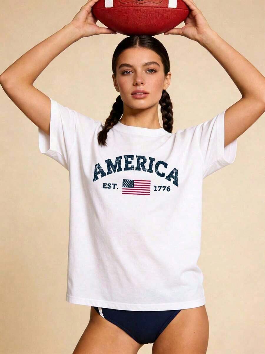 Camiseta de manga corta con cuello redondo suave y casual de verano para mujer, tops para salir, vintage, Gen Z, tops, curvas, ropa Y2K, algodón, Italia, Grecia, tops de mujer, tops bonitos, camisetas gráficas, conjuntos de primavera, estilo callejero americano, casual deportivo, estilo unisex, estilo casual urbano, casual, jersey, camisetas holgadas, ropa de calle retro, estilo de los 90, estilo de los 2000, subcultura, estilo europeo, tops negros, tops blancos, conjuntos de fiesta de los 90. Blanco - Blanco - Ver 1
